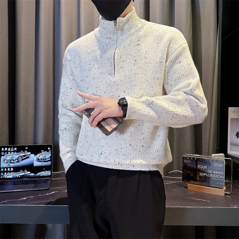 B216MY5159P652025秋冬新款男士半拉链套头毛衣雪花针织衫,男装针织衫/毛衣,电商B216（原B302）