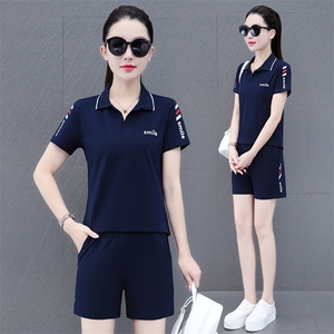运动服套装女夏季2023年新款时尚洋气休闲女装夏天纯棉短袖两件套图片
