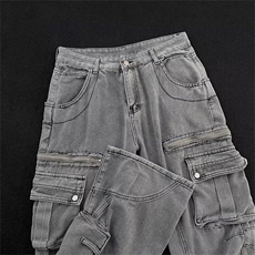 高级感工装牛仔裤男女韩版潮流痞子帅2025春季ins长裤RK2548-P80，男装牛仔裤，星座412-3