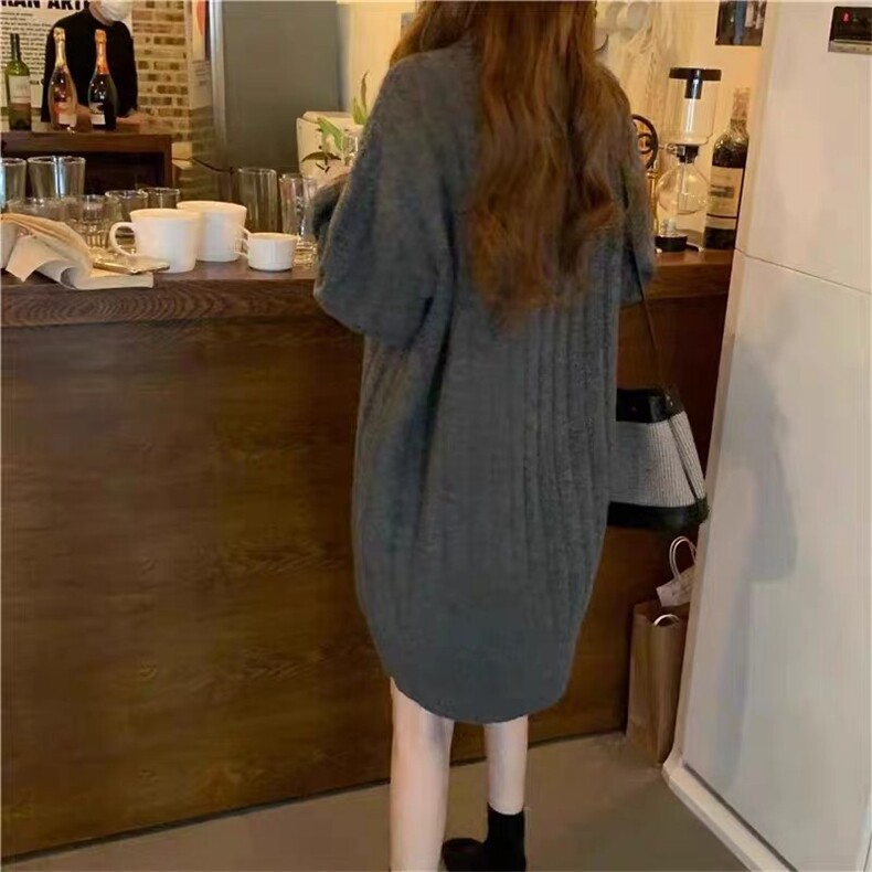 时尚百搭宽松显瘦中长款羊毛衫连衣裙女秋冬新款韩版气质打底裙,女装羊毛衫,泰沅羊绒