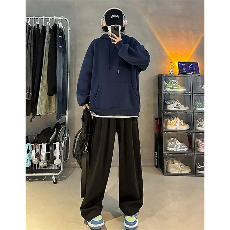 高品质重磅HQ1243-TP45秋季连帽卫衣纯色休闲运动学生百搭上衣男,男装卫衣,电商A102-1