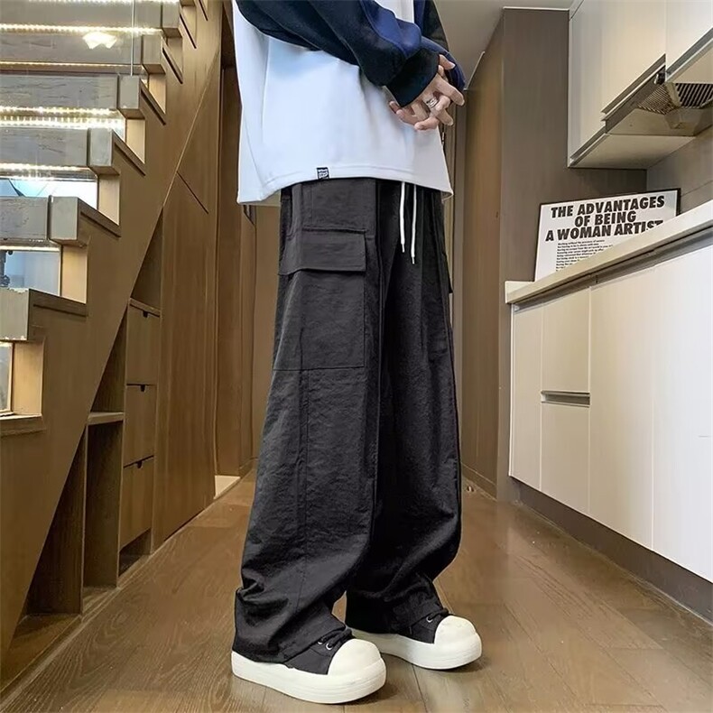 美式复古潮牌高腰休闲长裤男女春秋新款多口袋百搭高街工装直筒裤,男装工装外套,星座218-1（原230）