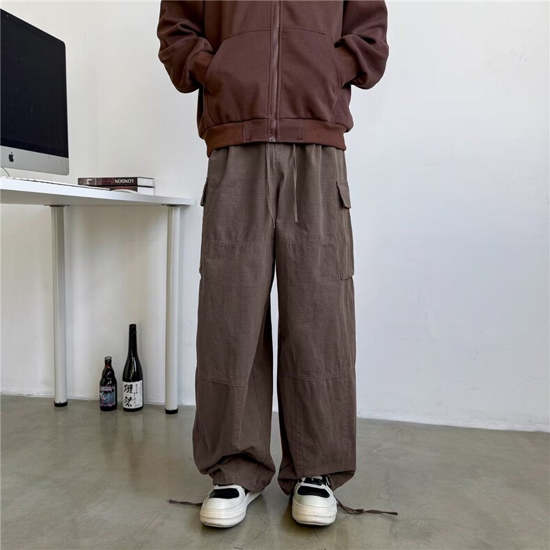 日系简约工装裤男春秋cleanfit潮牌休闲宽松口袋阔腿裤K5999-P53,男装休闲裤,星座412-3
