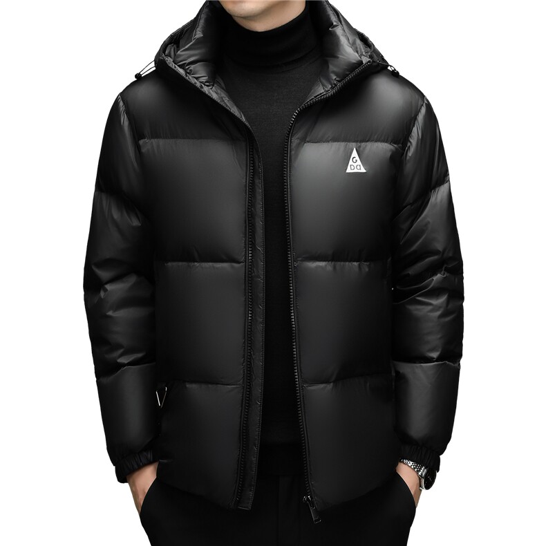 2025新款冬季男士连帽短款90%白鸭绒羽绒服大衣加厚羽绒服外套,男装羽绒服,钱塘723