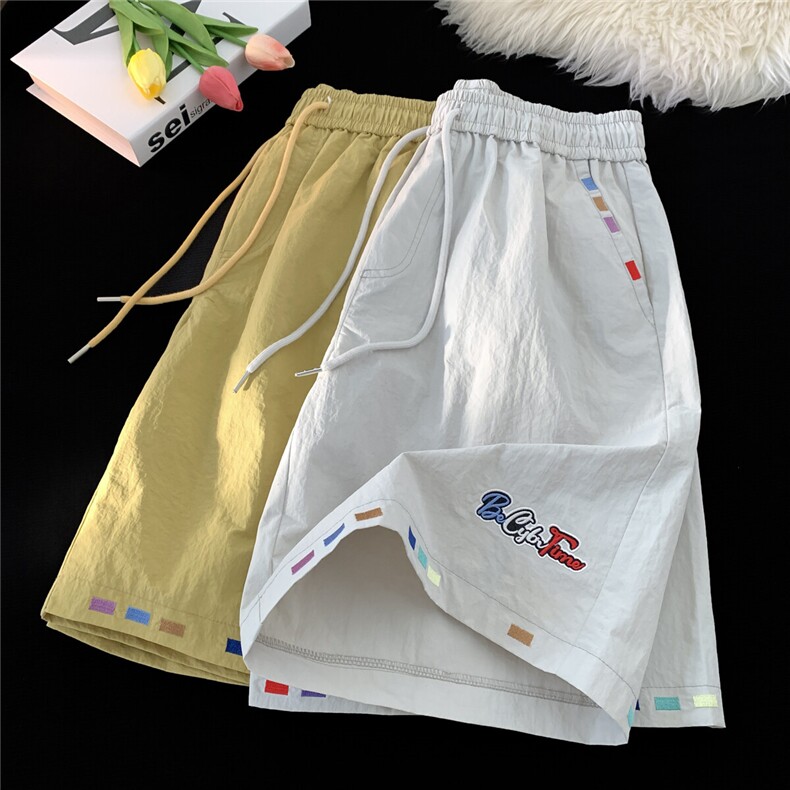 万针刺绣设计冰丝短裤男女夏2025新款潮牌中裤815A-DK24-P40控68图片
