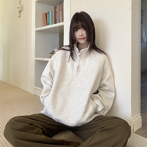 抖音得物品质二开 26春装美式高街结构半拉链立领卫衣外套W91图片