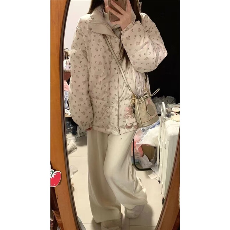 碎花羽绒棉服女冬季2025新款设计感小众加厚小个子面包棉服,男装棉衣,星座1210-1
