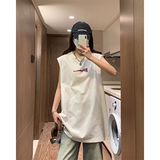 日系男女同款宽松无袖坎肩上衣休闲简约印花设计短袖HY790TP16，男装T恤，电商A102B