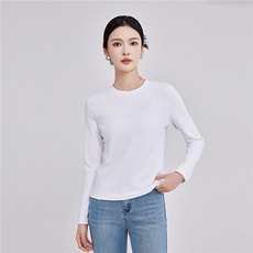 2025年秋季新款圆领拼接针织女士上衣时尚休闲通勤百搭，女装针织衫/毛衣，硕诚羊绒