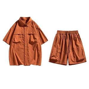 夏季套装男高品潮牌五分袖衬衫大码短裤两件套DSA157-1-C72-P88图片