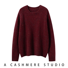 2026年秋季宽松通勤七彩宽松加厚圆领羊绒衫女，女装羊绒衫，朵沐纯羊绒