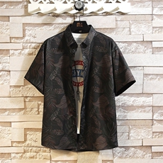 精品花衬衫男短袖夏季痞帅休闲上衣服外套翻领大码衬衣A012/P35，男装衬衫，电商A012