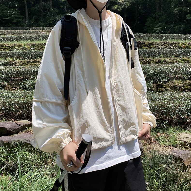 防晒衣男韩版潮流连帽纯色户外帅气2023夏季新款ins外套W4821-P40,男装防晒衣,星座412-2