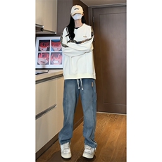 2025春季新款女模内景大码假两件刺绣卫衣M-5XHW24058-特P35，男装卫衣，电商A022