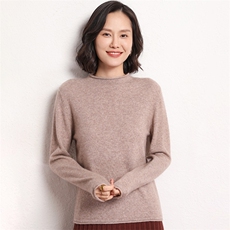 休闲/淑女山()2024年秋季长袖女士卷边领，女装羊毛衫，艾米娇羊绒