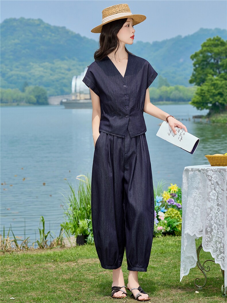 2026年夏季新品时尚气质休闲牛仔套装女,女装套装/套裙,依路服饰