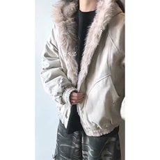 现货高品质美式高街冬季重磅硬挺短款座山雕毛领棉衣男女加厚外套，男装棉衣，电商A486-1