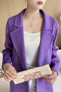 双排扣宽松加厚双面羊绒大衣女中长款高端羊毛新款毛呢外套图片