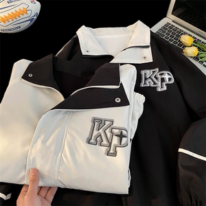 双面穿冲锋衣印花KP夹克男大码棒球服春秋休闲外套 6005-P60控108图片