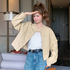 新款现货主推蛋白皮皮衣外套2509-P145-K208，女装短外套，2C129
