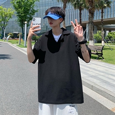 polo衫男短袖纯色韩版潮流2023夏季新款ins上衣宽松衬衫W2583-P30，男装Polo衫，星座412-3