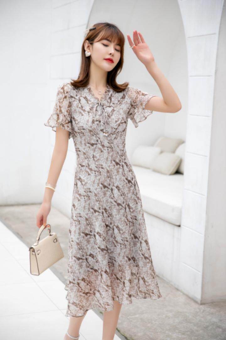 现货供应：雪纺真丝连衣裙M一XXL，女装连衣裙，拉思维加丝