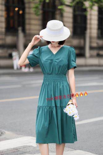 2021夏装新款松紧腰短袖法式轻奢小众炸街今年，女装，与慧辛