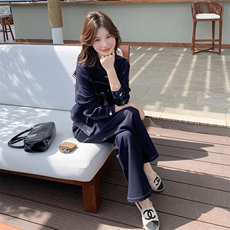 高级感穿搭美式牛仔上衣套装女初春秋2025年超火好看阔腿裤两件套，女装套装/套裙，2C088