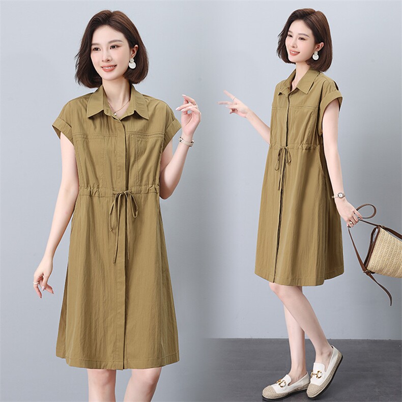 衬衫连衣裙女夏季2025新款小个子气质洋气休闲宽松遮肚子显瘦裙子，女装连衣裙，玛其路