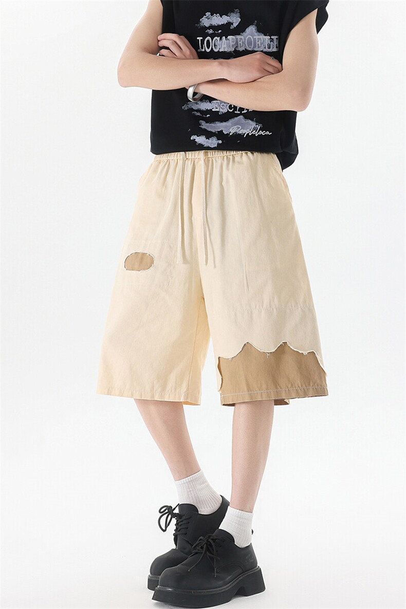 8XL-M特大码短裤男夏季新款大码vibe破洞拼接高街短裤DK1518P50,男装休闲裤,电商D206-1