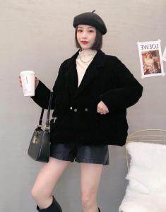 DG831欧版西装领短款西装领丝绒羽绒服,女装西装,L·H·X