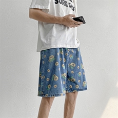 K278-P39夏季宽松型花牛仔五分裤，男装休闲裤，星座1501-1