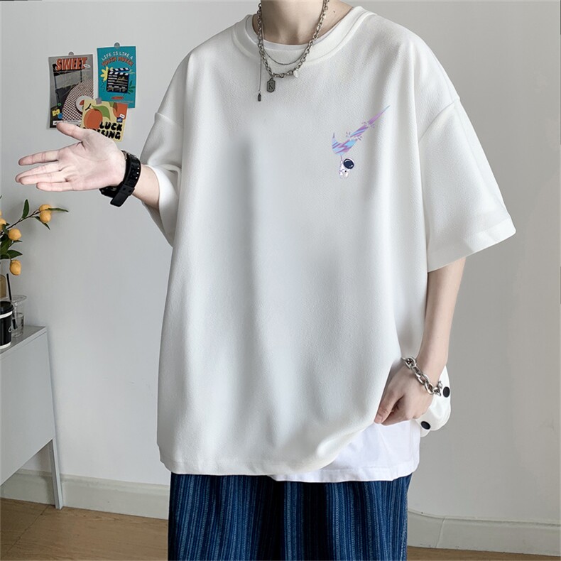 23/夏季休闲印花T恤港风宽松冰丝透气短袖TK214-P30控48图片