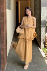 洋气甜美2025夏新款气质减龄设计感不规则花边背心半身裙两件套女，女装套装/套裙，2C159