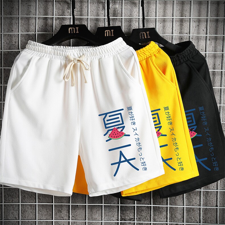 MK37192-P15冰丝短裤男士大码宽松休闲五分裤男运动中裤网格,男装休闲裤,电商A040A