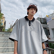 2025夏季新款简约纯色青少年班服学院风短袖polo杉T860/P35控48，男装T恤，电商A148