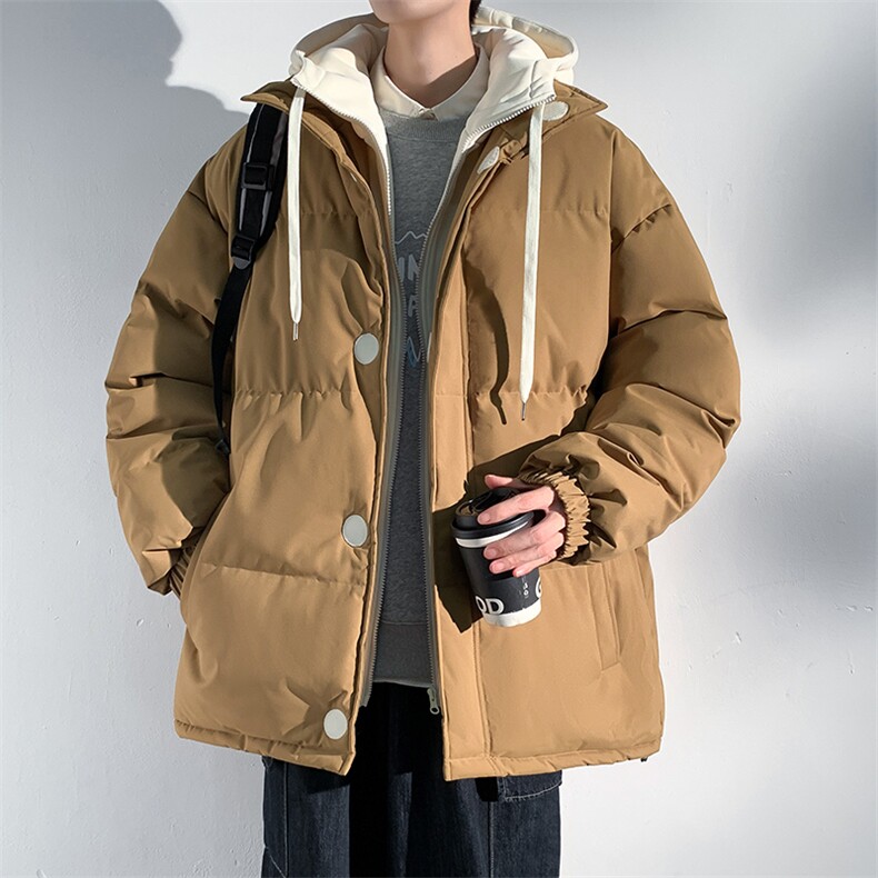 冬季青少年连帽假两件外套加绒加厚休闲简约棉衣棉服5303-P85图片