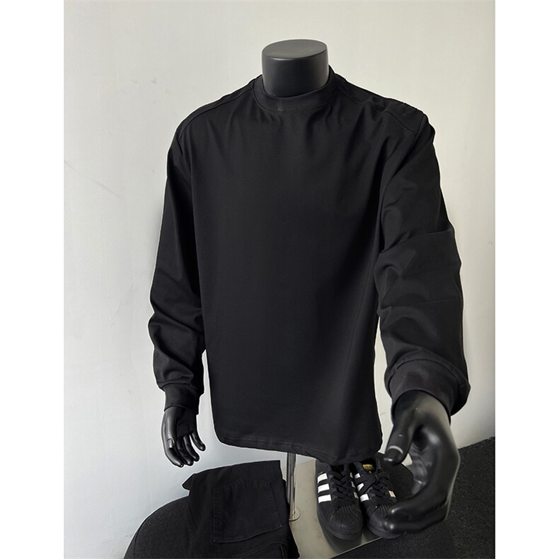 索罗娜双纱长袖T恤肩膀拼接纯色打底衫P48，男装T恤，星座805 (原301D-3)