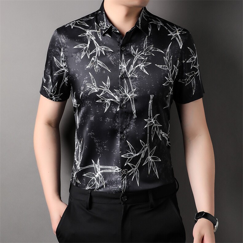 夏季中年男翻领男衬衫商务休闲男士短袖上衣ZL81162-P85,男装衬衫,星座1105-3