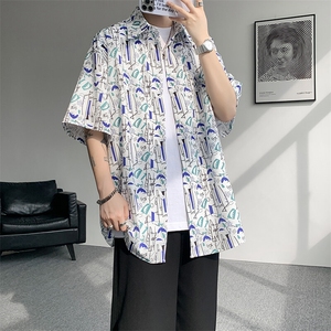 8XL-M花衬衫男短袖夏季薄款冰丝半袖宽松大码休闲外套DC28008P38图片