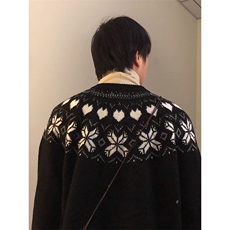 重磅秋冬装北极绒开衫毛衣美式复古休闲圣诞慵懒风提花针织衫外套，男装针织衫/毛衣，电商A486-1