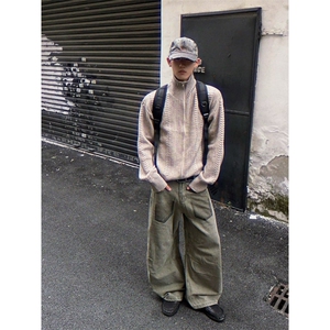 气质ins原宿新款慵懒流行潮流麦穗绞花拉链毛衣简约时尚文艺百搭图片