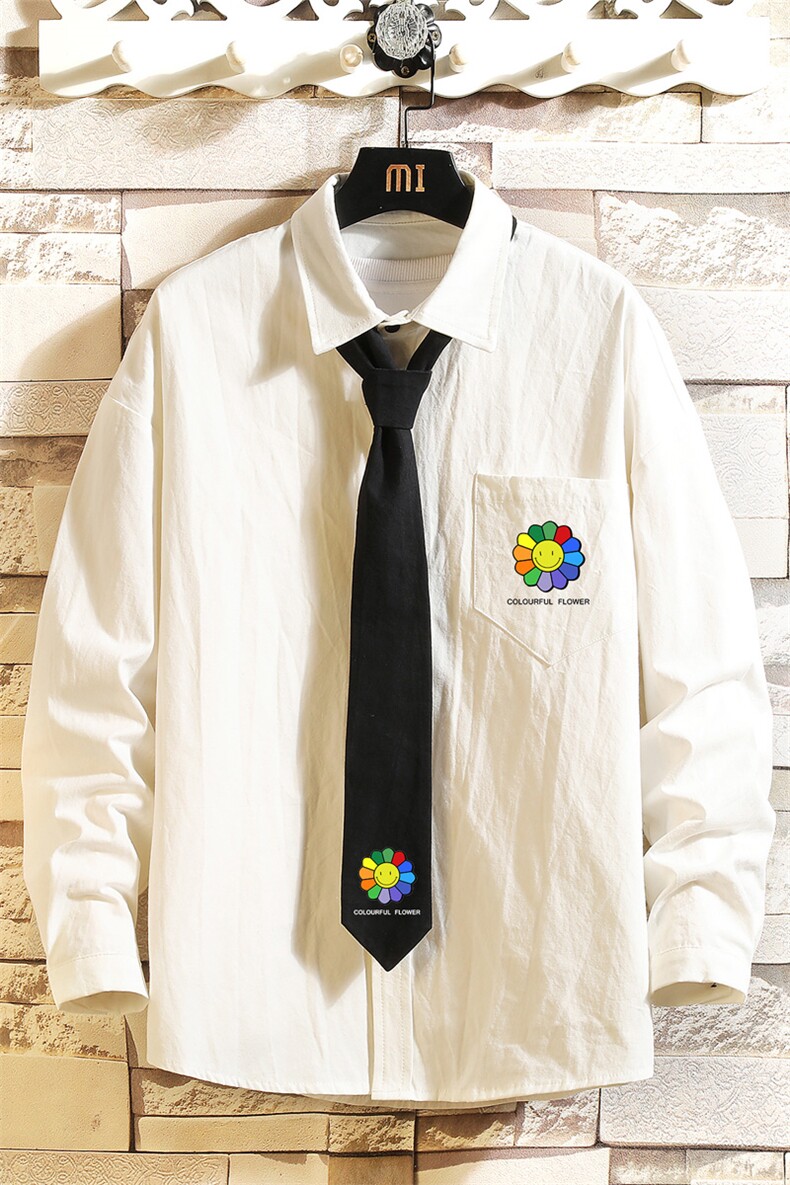 LC42101-P45痞帅领带长袖衬衫男士大码dk制服男jk衬衣男,男装衬衫,电商A040A