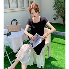 新品现货2025夏装新款针织拼接连衣裙2C116-2527-P125-K188，女装连衣裙，2C116