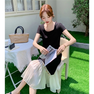 新品现货 2025夏装新款针织拼接连衣裙2C116-2527-P125-K188图片