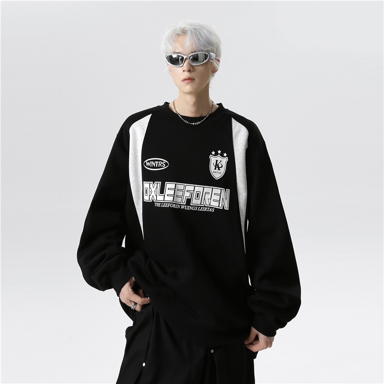 美式重磅卫衣男春秋青少年外套2025新款撞色拼接外套W102-P58,女装短外套,电商C307
