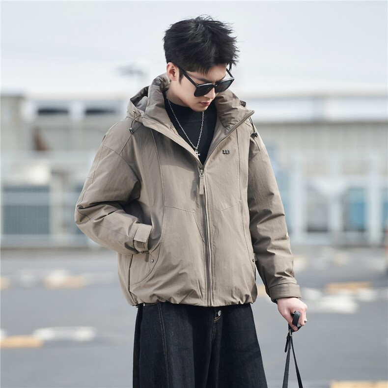 冬季连帽羽绒服男高级感解构拼接青少年流光机能风加厚保暖外套潮，男装羽绒服，星座218-1（原230）