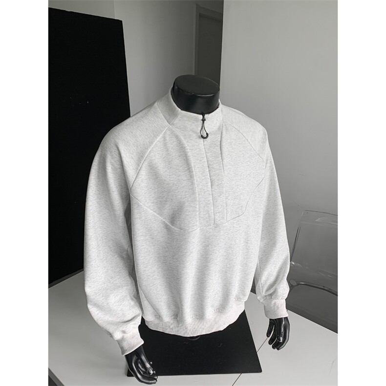 W8596P55控88假模高品质曼巴棉360克拼接个性半高拉链卫衣，男装卫衣，电商B205