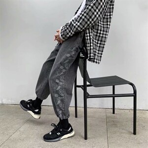男士牛仔裤潮牌宽松束脚长裤ins港风百搭痞帅哈伦长裤kz299-p45,男装牛仔裤,星座1008-2