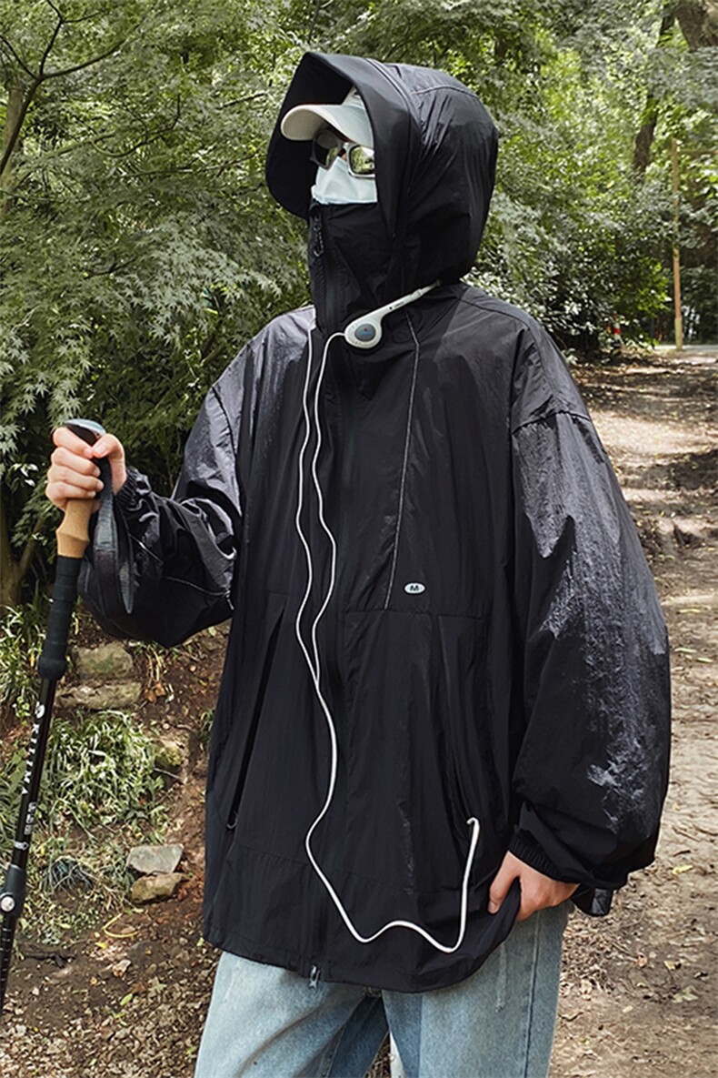 港风大码复古山系户外薄款男女连帽防晒服XZ213-JKFS01-P55控78,男装防晒衣,星座213
